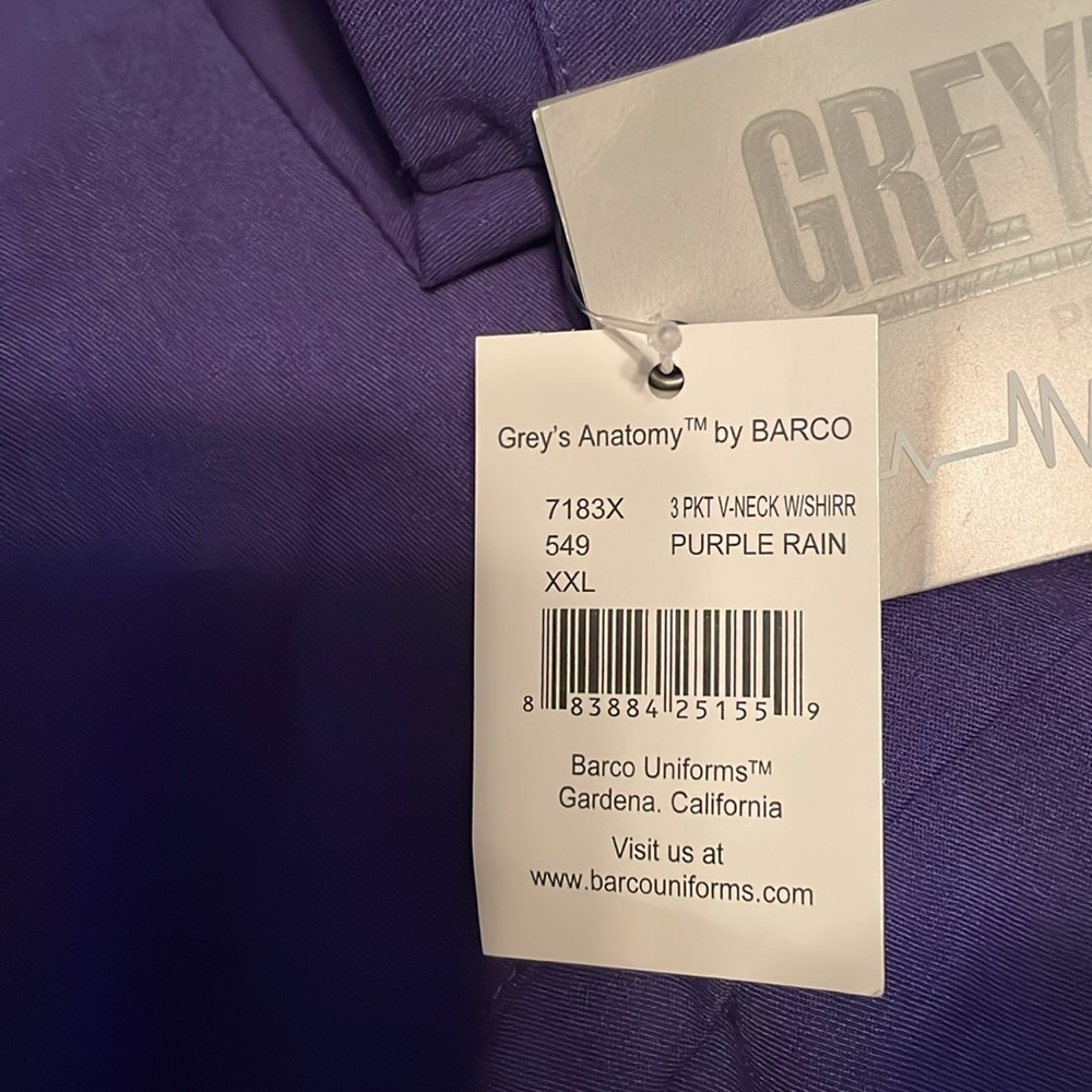 Grey’s Anatomy by Barco women’s scrubs top, purple, size 2X. NWT. - Picture 5 of 9